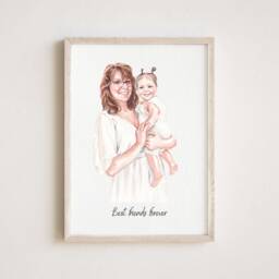 Custom Family Watercolor Portrait, Personalized Mother's Day Gift - thumbnail 3