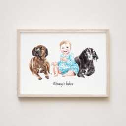 Custom Family Watercolor Portrait, Personalized Mother's Day Gift - thumbnail 2