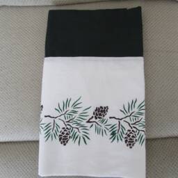 Hand Stenciled Pine Cone Valance Rustic Cabin Decor - thumbnail 2