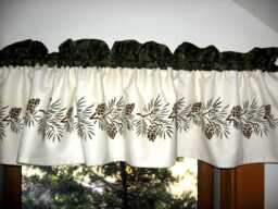Hand Stenciled Pine Cone Valance Rustic Cabin Decor