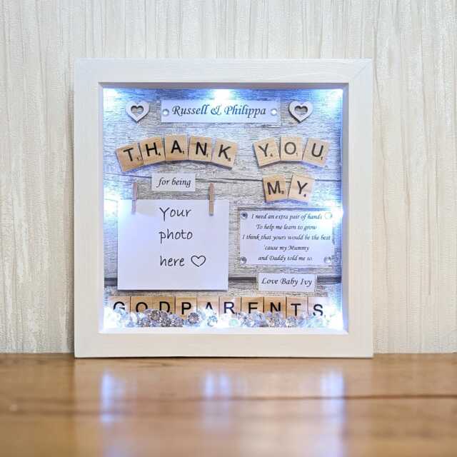 Godmother Gift, Godparents Thank You Frame, Christmas Gift For Godparents, Christening Baptism Gift - image 1
