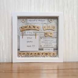 Godmother Gift, Godparents Thank You Frame, Christmas Gift For Godparents, Christening Baptism Gift - thumbnail 2