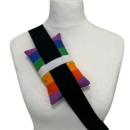 Rainbow Mastectomy Cushion Gift Set Heart Pillow + Seatbelt Surgery Recovery Top Lumpectomy Post-Op Striped Pillows - thumbnail 3