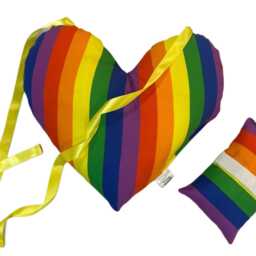 Rainbow Mastectomy Cushion Gift Set Heart Pillow + Seatbelt Surgery Recovery Top Lumpectomy Post-Op Striped Pillows - thumbnail 2