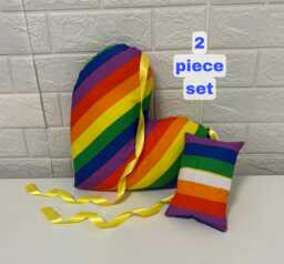 Rainbow Mastectomy Cushion Gift Set Heart Pillow + Seatbelt Surgery Recovery Top Lumpectomy Post-Op Striped Pillows - thumbnail 1