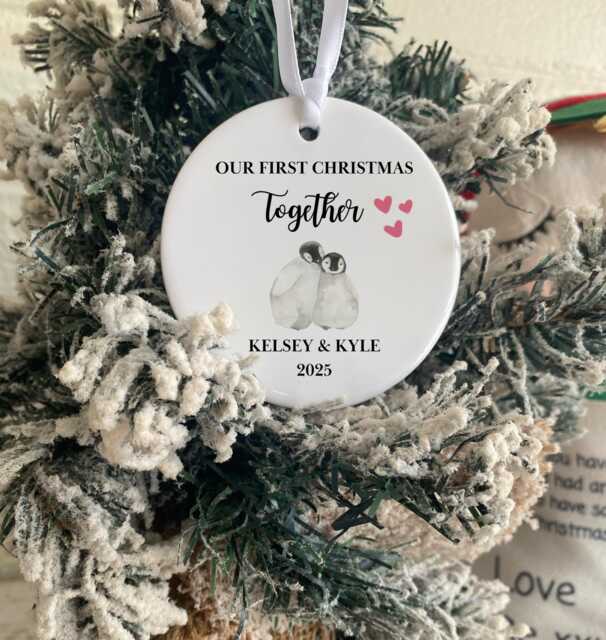 Our First Christmas Together Ornament, Couple Gifts, Girlfriend Boyfriend Gift, New 1st Xmas Decoration - image 1
