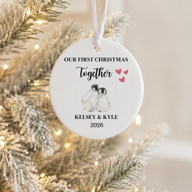 Our First Christmas Together Ornament, Couple Gifts, Girlfriend Boyfriend Gift, New 1st Xmas Decoration - image 1