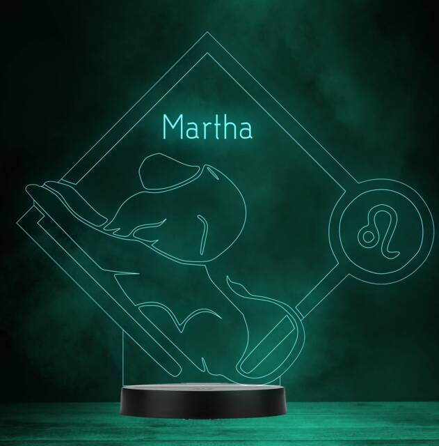 Lion Leo Star Sign Zodiac Personalised Gift Colour Changing Led Lamp Night Light - image 1