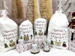 Personalised Santa Sack, Christmas Stocking, Pudding, Reindeer, Girl, Boy, Eve Box, First Gift, Sack