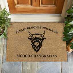 Please Remove Your Shoes Doormat, No Welcome Mat, Minimalist Entry Rug, Housewarming Gift, Clean Home Decor Doormat Funny - thumbnail 1