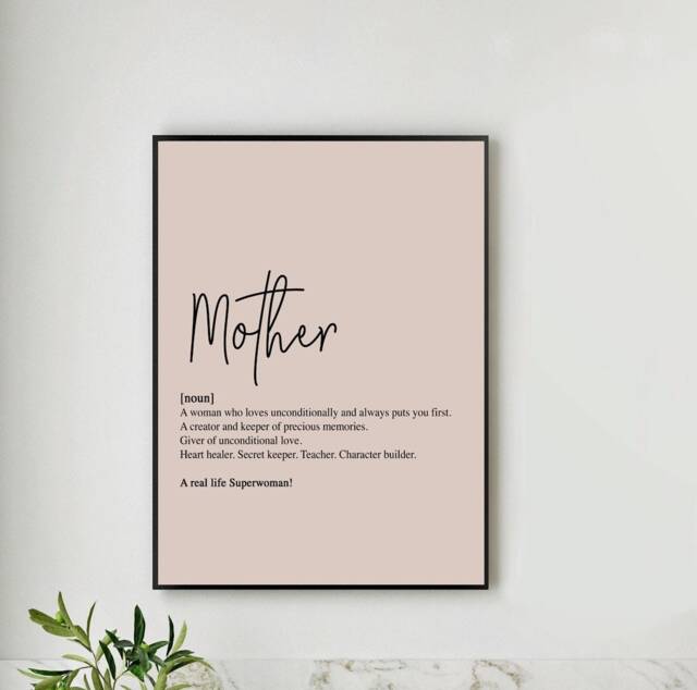 Mum Mama Mother Quote Print Dusky Pink, Mothers Day, Birthday, Personalised Print, Gifts, Quote, Custom - image 1