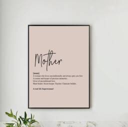 Mum Mama Mother Quote Print Dusky Pink, Mothers Day, Birthday, Personalised Print, Gifts, Quote, Custom - thumbnail 1