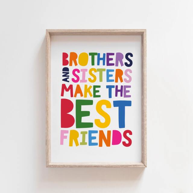 Brother & Sister Print, Rainbow Prints, Playroom Wall Art, Sibling Print's, Big Sis Lil Bro Bro, Kids Room - image 1