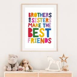 Brother & Sister Print, Rainbow Prints, Playroom Wall Art, Sibling Print's, Big Sis Lil Bro Bro, Kids Room - thumbnail 2