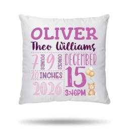 Personalised Newborn Cushion Cover Baby Shower Decorations, New Parents Gift, Gifts For Mum & Dad, Girl Or Boy - thumbnail 3