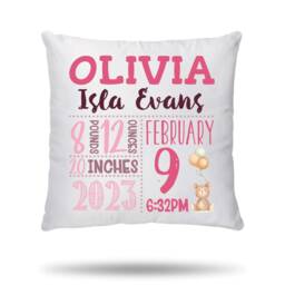 Personalised Newborn Cushion Cover Baby Shower Decorations, New Parents Gift, Gifts For Mum & Dad, Girl Or Boy - thumbnail 2