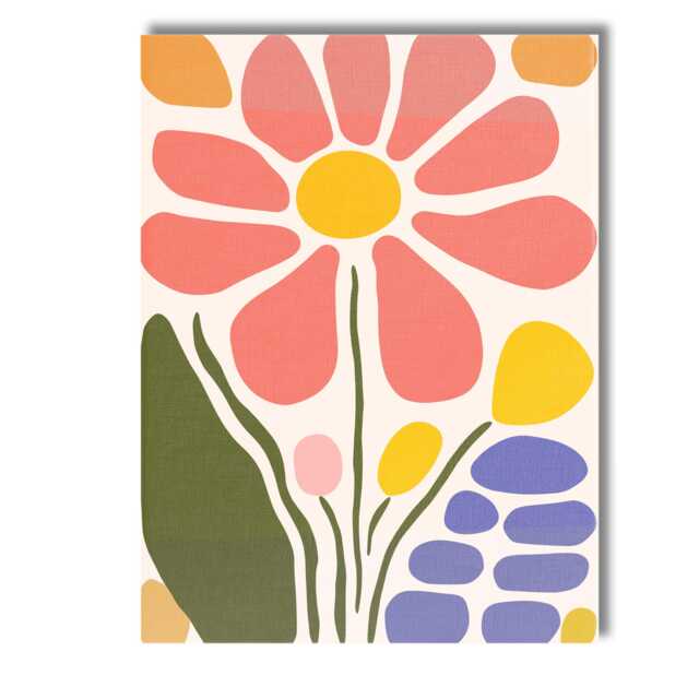 Mid Century Modern Daisy Flower Garden Abstract Botanical Art Canvas Wall Print Decor Picture Ready To Hang - image 1
