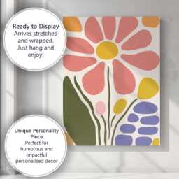 Mid Century Modern Daisy Flower Garden Abstract Botanical Art Canvas Wall Print Decor Picture Ready To Hang - thumbnail 3