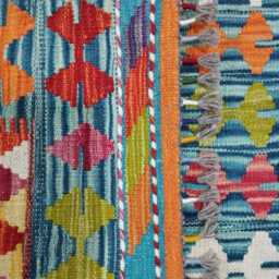 Colourful Kilim Rug, Handmade Artisan Afghan Turkish Scandinavian Navajo Bohemian Flatweave Wool Multicolour Rug 126x75 cm - thumbnail 3
