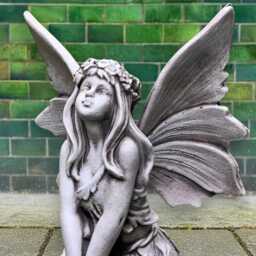Enchanted Fairy Sculpture Concrete Garden Nymph Figurine Stone Elf Statue Outdoor Magical Decoration Fantasy Girl Ornament Cement Art - thumbnail 2