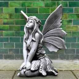 Enchanted Fairy Sculpture Concrete Garden Nymph Figurine Stone Elf Statue Outdoor Magical Decoration Fantasy Girl Ornament Cement Art - thumbnail 3