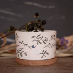 Floral Snake & Moon Phases Ceramic Succulent Planter, Gift, Cactus Home D??cor, Gothic Decor, Witchy Mystical Gift - thumbnail 3