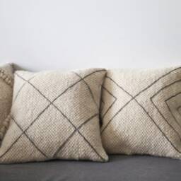 Cream Handmade Wool Pillow Cover, Scandinavian & Boho Throw For Bedroom Decor, Lovely Valentines Gift - thumbnail 2