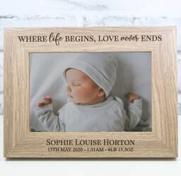 Personalised Newborn Photo Frame Gift Keepsake Engraved Birth New Born Baby - thumbnail 1