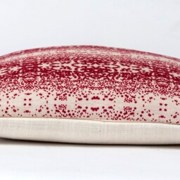 Red Ikat Pillow Cover, Victoria Larson Stardust Fabric, Linen Blend - thumbnail 2