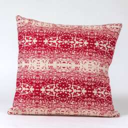 Red Ikat Pillow Cover, Victoria Larson Stardust Fabric, Linen Blend - thumbnail 1