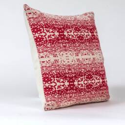 Red Ikat Pillow Cover, Victoria Larson Stardust Fabric, Linen Blend - thumbnail 3