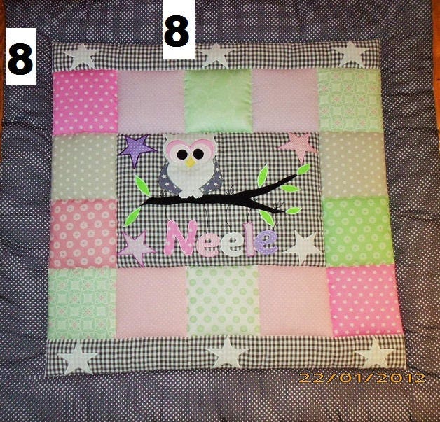 Baby Blanket, Quilt, Patchwork Crawlblanket, Owl Blanket