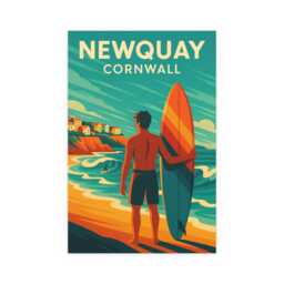 Newquay Cornwall Travel Poster - Retro Surf Art Print - thumbnail 2