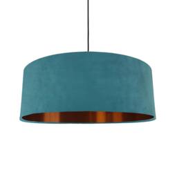 Extra Large Teal Blue Velvet Lampshade With Copper Lining - thumbnail 1
