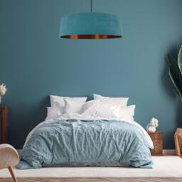 Extra Large Teal Blue Velvet Lampshade With Copper Lining - thumbnail 2