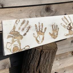 Family Hand Print, Personalised Plaque. Custom Made Wooden Sign, Keepsake. Unusual Gift, Carved - thumbnail 3