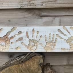 Family Hand Print, Personalised Plaque. Custom Made Wooden Sign, Keepsake. Unusual Gift, Carved - thumbnail 2
