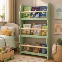 Kids Bookshelf Ledge Book Organizer - Montessori Display Shelf Nursery Bookcase