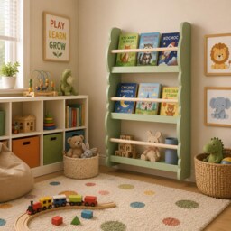 Kids Bookshelf Ledge Book Organizer - Montessori Display Shelf Nursery Bookcase - thumbnail 2