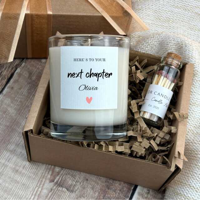 Personalised Next Chapter Candle, Farewell Thank You Gift For Leaving Job UK - image 1