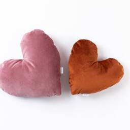 Velvet Heart Pillow - Decorative Throw Accent Cushion Rose Red Orange - thumbnail 3