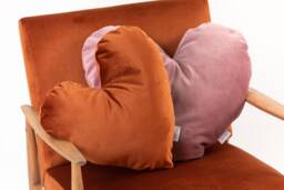 Velvet Heart Pillow - Decorative Throw Accent Cushion Rose Red Orange