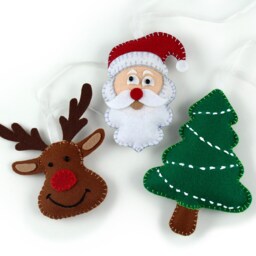 Christmas Ornaments Set - Supre Saver, Felt Ornament, Xmas Tree Decor, Favors Gifts, Handmade Wall Hanging Accent, Holiday Decor - thumbnail 2