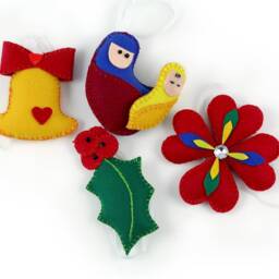 Christmas Ornaments Set - Supre Saver, Felt Ornament, Xmas Tree Decor, Favors Gifts, Handmade Wall Hanging Accent, Holiday Decor - thumbnail 3