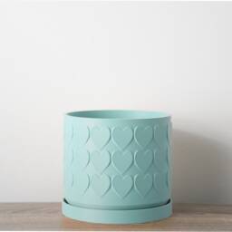 "Heart Planter With Drainage & Saucer in Cotton Candy Blue, Cute 3D-Printed Plant Pot, Small To Large Sizes 4"" 5"" 6"" 7"" 8" - thumbnail 2