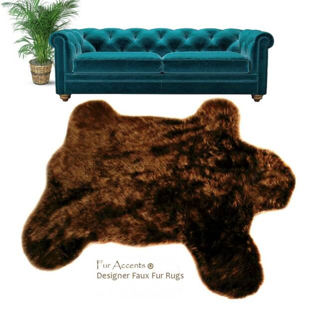 Plush Brown Bear Faux Fur Bedspread - Handmade Shag Throw - image 1