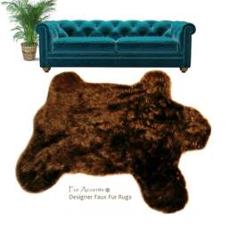 Plush Brown Bear Faux Fur Bedspread - Handmade Shag Throw - thumbnail 1