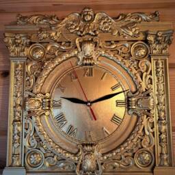 Gold Oak Wood Wall Clock - Rustic Wooden Decor For Home - thumbnail 2