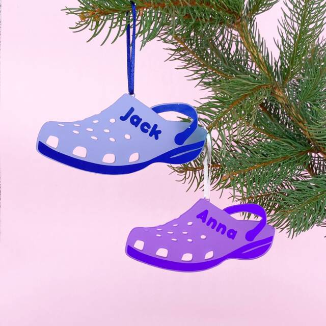 Personalised Clog Christmas Tree Decoration - Handmade Bespoke Fun Quirky Acrylic Baubles Unique Theme Colourful - image 1