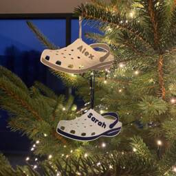Personalised Clog Christmas Tree Decoration - Handmade Bespoke Fun Quirky Acrylic Baubles Unique Theme Colourful - thumbnail 2
